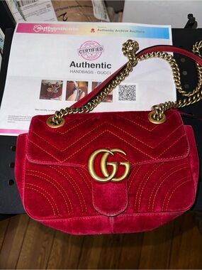 Gucci marmont velvet red bag
